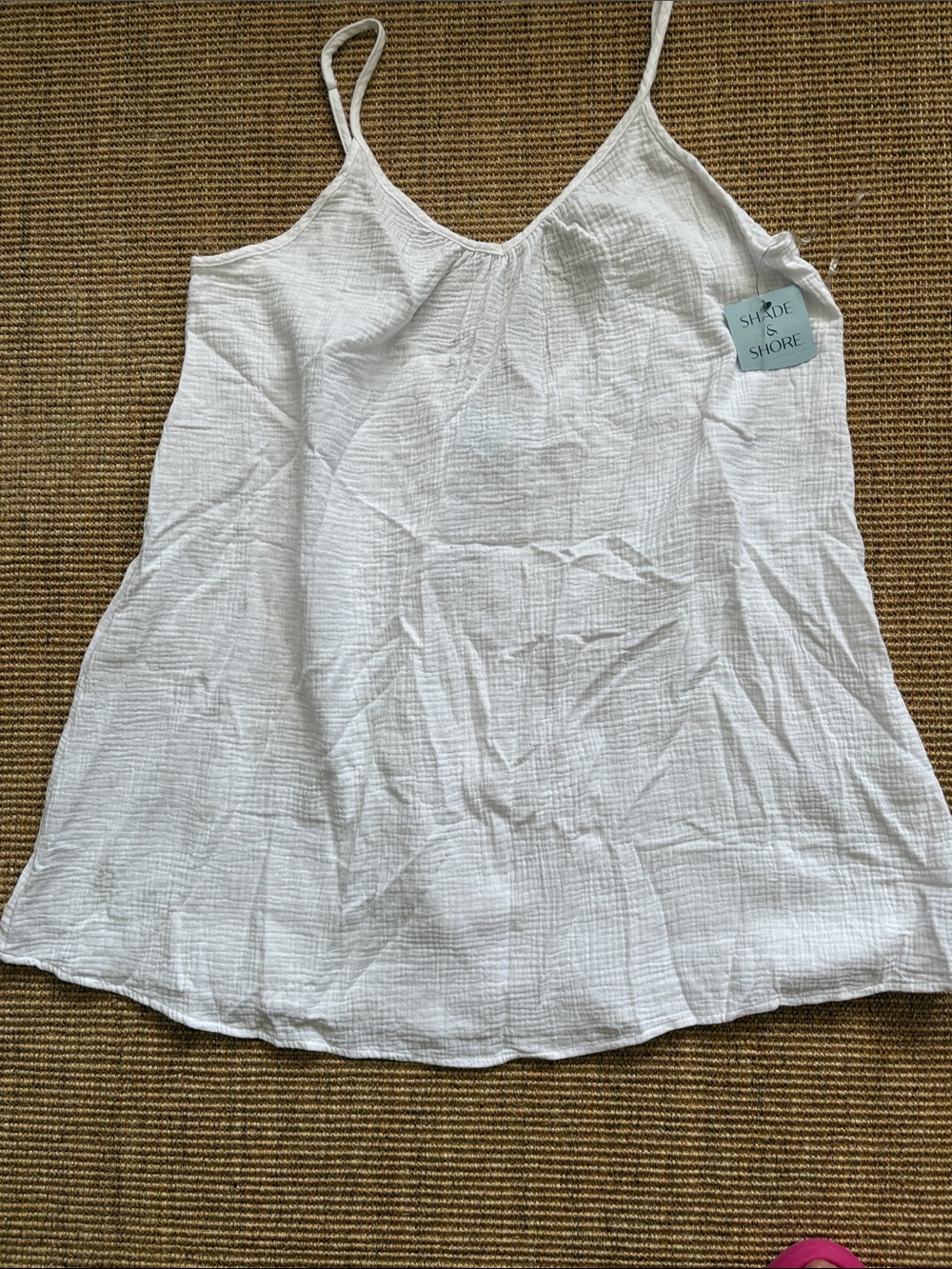 Shade & Shore White Cotton Spaghetti Strap swimsuit cover